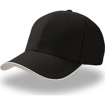 Pracovní přilba Atlantis Headwear Kšiltovka Pilot Piping Sandwich, 6 panelová sandwich, těžká broušená COT33050298099-black/white Černá/bílá UNI