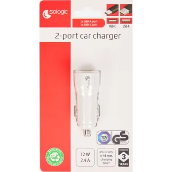 Nabíjecí CL adaptér USB A + USB C 2.4A bílý