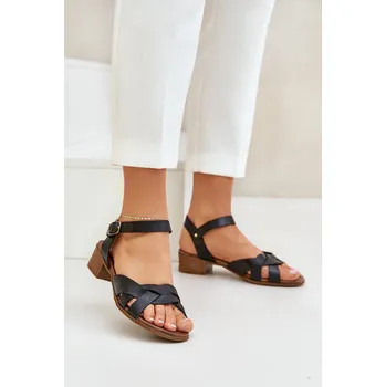 Dámské sandále Kožené Sandály Na Jemném Podpatku Zazoo 40372 Barva: Černá, Velikost: 37