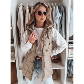 Dámská vesta Dámská vesta přechodná prošívaná OLINVIA TY4835 Barva: Světle Hnědá, Velikost: 2XL