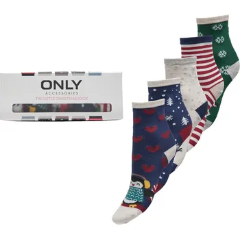 Dámské ponožky ONLY 5 PACK - dámské ponožky ONLCHRISTMAS 15302304 High Risk Red + 2 měsíce na vrácení zboží