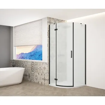 GELCO TRINITY BLACK čtvrtkruhový kout 900x900 mm levý, matné sklo, GT6590ML-B