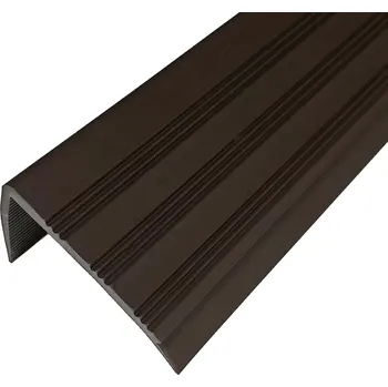 Podlahová lišta Hnědá plastová (PVC) protiskluzová schodová hrana F545 - délka 250 cm, šířka 8,2 cm, výška 4,5 cm - 85202314