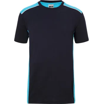pracovní tričko James & Nicholson Tričko JN 860 Color, krátký rukáv, pánské COT020860o5113-navy/turquo 3XL Navy/tyrkysová