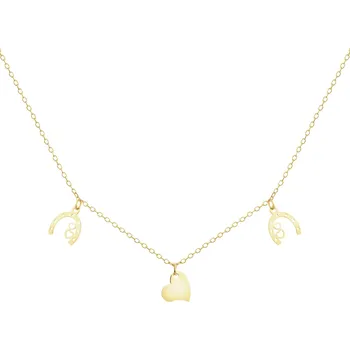 Náhrdelník Zlatý náhrdelník - podkovy, srdce - AP540-9477