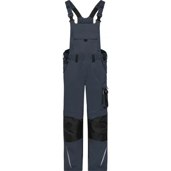 Pracovní oblečení James & Nicholson Kalhoty Strong JN 1833 s laclem, velká velikost COT02133X828p3-carbon/blac 68 Šedá/černá