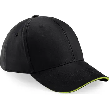 Pracovní přilba Beechfield Kšiltovka B 20 Athleisure, 6 panelová, sandwich COT530020d8299-black/lime UNI Černá/lime zelená