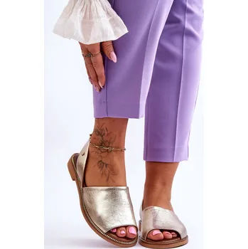 Dámské sandále Zazoo 40327 Kožené nášlapné sandály Barva: Zlatá, Velikost: 36