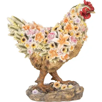 Bytová dekorace Dekorace slepice posetá květy - 27*16*31 cm