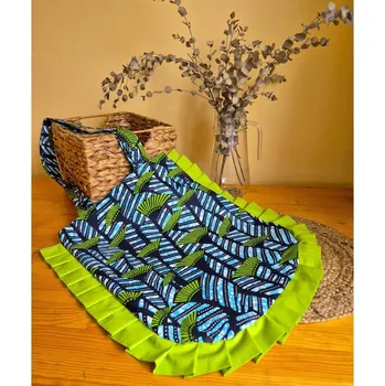 Nákupní taška Látková taška_modro zelená s volánem