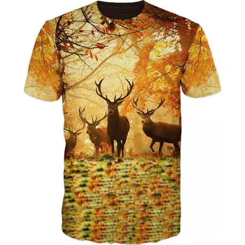 Pánské tričko tricko jeleni les velikost: 6XL - šířka 70 cm, délka 79 cm