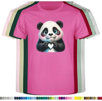 Dívčí tričko detske-levne-bavlnene-tricko-potisk-panda-srdce Barva: Fuchsia - fuchsiová, velikost: 128