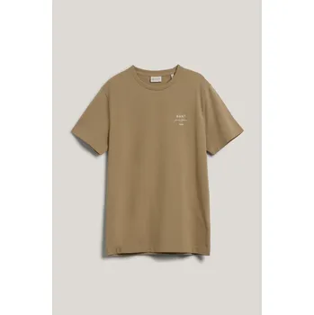 Pánské oblečení TRIČKO GANT LOGO SCRIPT PIQUE SS TSHIRT DRIED KHAKI