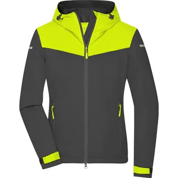 pracovní bunda James & Nicholson Bunda JN 1179, softshellová, outdoorová, dámská COT021179zb303-carbon/brig L Šedá/žlutá