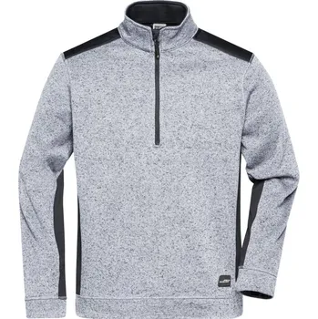 pracovní mikina James & Nicholson Mikina Strong JN 864 na 1/2 zip, fleecová, pánská COT020864s7713-white melan 3XL Maskáčová bílá/šedá