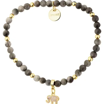 Náramek Pozlacený náramek z mosazi s klenotnickými kameny, perletí a smaltem - slon - AR540-6719