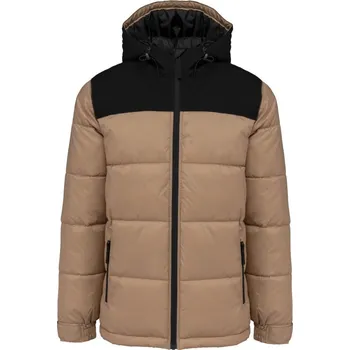 pracovní bunda Kariban Bunda s kapucí Kariban K6163, prošívaná, zateplená COT206163ag402-wet sand/bl M Písková/černá