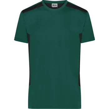 Pracovní oblečení James & Nicholson Tričko Strong JN 1824, krátký rukáv, pánské COT02182483001-dark green/ S Zelená tmavá/černá