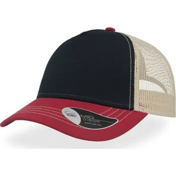 Pracovní přilba Atlantis Headwear Kšiltovka Rapper Canvas, 5 panelová, síťovaná COT336060y2199-navy/burgun UNI Navy/vínová/béžová