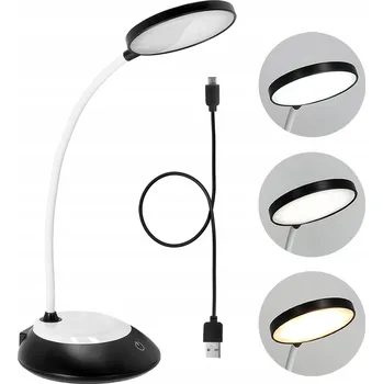 Lampička LED Stolní lampa BEZDRÁTOVÁ 5W Přenosná USB Regulace Barev ČERNÁ