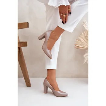 Dámské lodičky Lodičky Na Podpatku S Hadím Vzorem Lewski Shoes 2453 Barva: Béžová, Velikost: 37