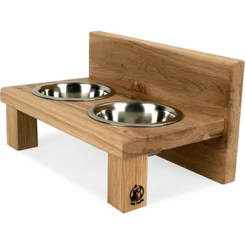 Miska pro psa Svět Tlapky Stojan na 2 misky pro kočku BELLA Dřevina nebo odstín: Borovice (dřevo), Průměr miska (rozměr): miska 17cm (40 x 20cm), Výška: 7cm (malé plemeno)