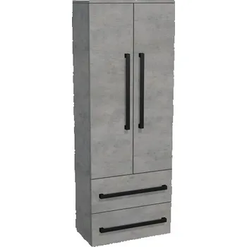 Koupelnový nábytek Koupelnová skříňka vysoká s černou úchytkou SAT Cube Way 60x163x33 cm beton mat CUBE3CV60BE