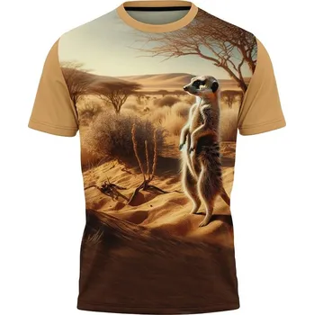 Pánské tričko tricko-celopotisk-surikata-zvire velikost: 158 - šířka 43 cm, délka 56 cm