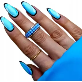 Umělé nehty Umělé nehty Mandle Modré Matné 3D Efekt Samolepicí