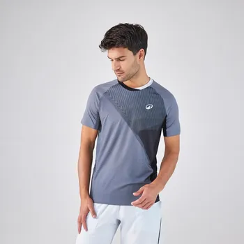 Pánské tričko KUIKMA Pánské tričko na padel s krátkým rukávem 900 S ČERNÁ|ŠEDÁ