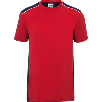 pracovní tričko James & Nicholson Tričko JN 860 Color, krátký rukáv, pánské COT02086088113-red/navy 3XL Červená/navy