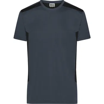 pracovní tričko James & Nicholson Tričko Strong JN 1824, krátký rukáv, pánské COT02182482816-carbon/blac Šedá/černá 6XL