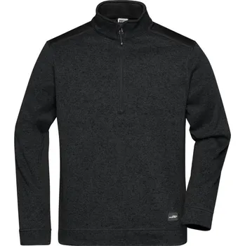 pracovní mikina James & Nicholson Mikina Strong JN 864 na 1/2 zip, fleecová, pánská COT02086480816-black/black 6XL Černá/černá