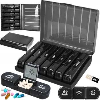 Dávkovač léků Týdenní zásobník na léky, organizér na doplňky stravy, schránka na 7 dní x 3 dávky