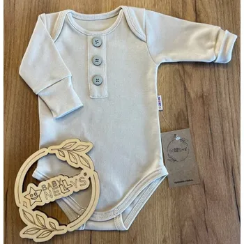 Rostoucí body NATURE, dlouhý rukáv s knoflíčky, bavlna, béžová, Velikost koj. oblečení 56/62 (0-3m)