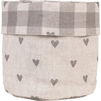 chlebník Šedo-bílý bavlněný košík na pečivo se srdíčky Love It – 15x16 cm