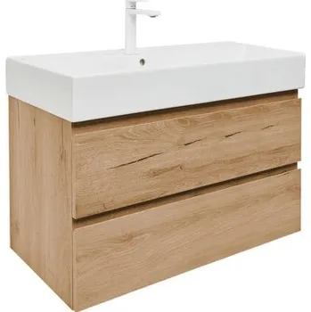 Koupelnový nábytek Koupelnová skříňka 2 zásuvková s umyvadlem SAT B-Way 99x50x45 cm dub mat BWAY2100OAKU2BBI