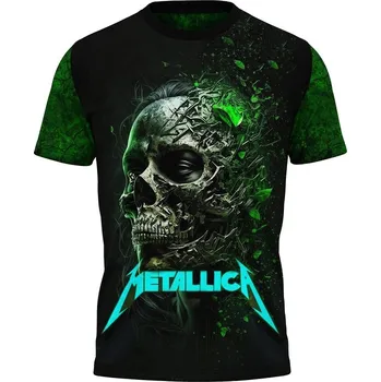 Pánské tričko tricko-celopotisk-hudebni-skupina-metallica-metal-zelene velikost: 5XL - šířka 67 cm, délka 78 cm