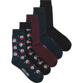 Pánské ponožky Jack&Jones 5 PACK - pánské ponožky JACXMAS 12266871 Scarab + 2 měsíce na vrácení zboží