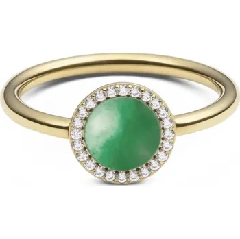 Prsten Daniel Wellington Pozlacený prsten s jadeitem a krystaly Audrey DW0040134 48 mm + 2 měsíce na vrácení zboží