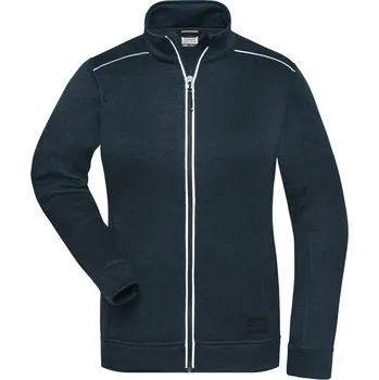pracovní mikina James & Nicholson Mikina JN 897 Solid na zip, pletená, fleecová, dámská COT02089785700-navy/navy Navy XS