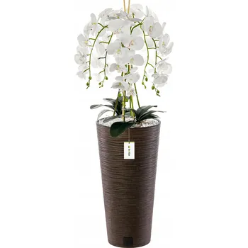 umělá květina Orchidej umělá bílá kytice květy listy květináč Tmavě hnědá H 110 cm