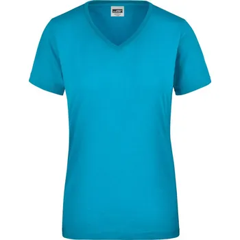 pracovní tričko James & Nicholson Tričko JN 837, krátký rukáv, dámské COT02083744014-turquoise Tyrkysová 4XL
