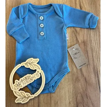 Rostoucí body NATURE, dlouhý rukáv s knoflíčky, bavlna, jeans, Velikost koj. oblečení 56/62 (0-3m)