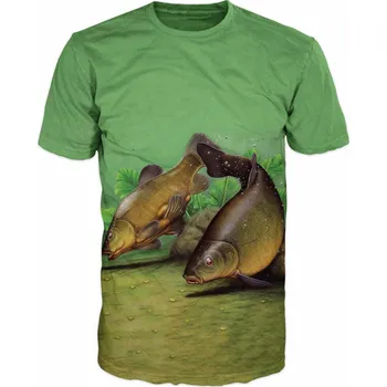 Pánské tričko rybarske tricko s kapry velikost: 146 - šířka 39 cm, délka 51 cm