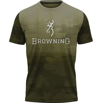 Pánské tričko tricko-lovec-potisk-browning-zelene velikost: 7XL - šířka 73 cm, délka 80 cm