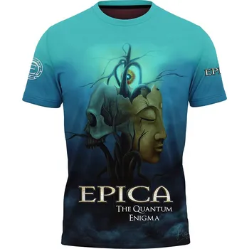 Pánské tričko tyrkysove-tricko-celopotisk-hudebni-skupina-Epica velikost: 158 - šířka 43 cm, délka 56 cm