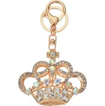 Zlatý kovový přívěšek na klíče s kamínky korunka - 6*2*7 cm