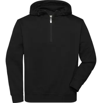 pracovní mikina James & Nicholson Mikina JN 839 z bio bavlny, kapuce, poloviční zip COT02083900216-black Černá 6XL