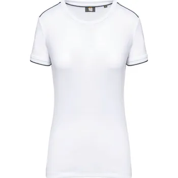 Dílna Kariban Tričko WK3021 Day-to-Day, krátký rukáv, dámské COT20302190802-white/navy M Bílá/navy